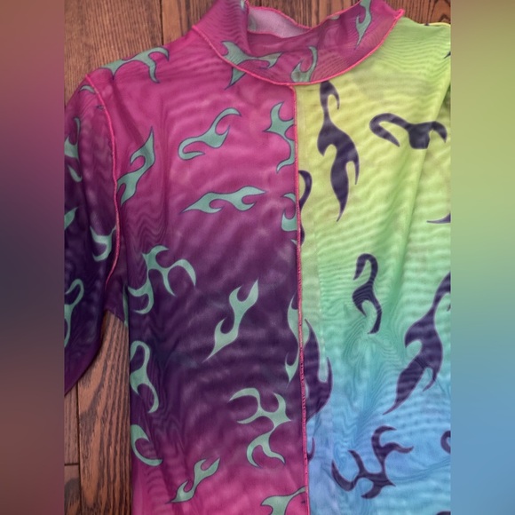 SHEIN Colorful Flame Pattern Bodysuit - Picture 2 of 2